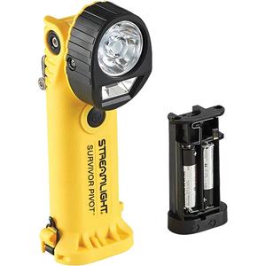 Survivor Pivot® Flashlight with Battery Carrier - LED, 325, 300, 3.75, 5.5, Nylon Polymer, Yellow, Rechargeable, Included, 396 m