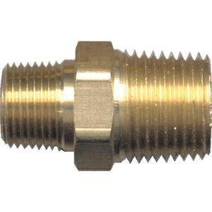 Reducing Hex Nipple - Brass, 1/2" x 3/8", NPT x NPT, 1200 PSI, 1 Year