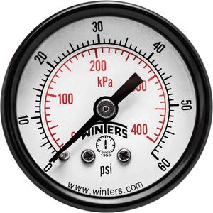 Economy Pressure Gauge - 1-1/2", 0 - 60 psi, Back Mount, Analogue, 1/8" NPT, ±3-2-3% ANSI/ASME Grade B, 5 Years, IP52