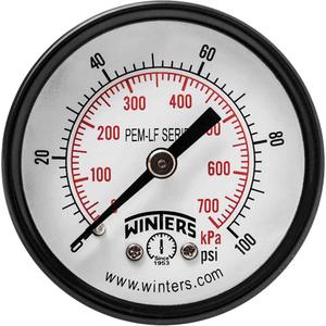 Economy Pressure Gauge - 2", 0 - 100 psi, Back Mount, Analogue, 1/8" NPT, ±3-2-3% ANSI/ASME Grade B, 5 Years, IP52