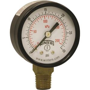 Economy Pressure Gauge - 2", 0 - 30 psi, Bottom Mount, Analogue, 1/4" NPT, ±3-2-3% ANSI/ASME Grade B, 5 Years, IP52