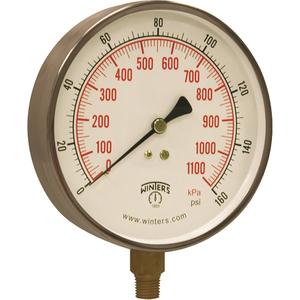 Contractor Pressure Gauge - 4-1/2", 0 - 160 psi, Bottom Mount, Analogue, 1/4" NPT, ±1% ANSI/ASME Grade 1A, 5 Years, IP52